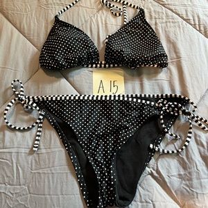 Black polka dot bikini